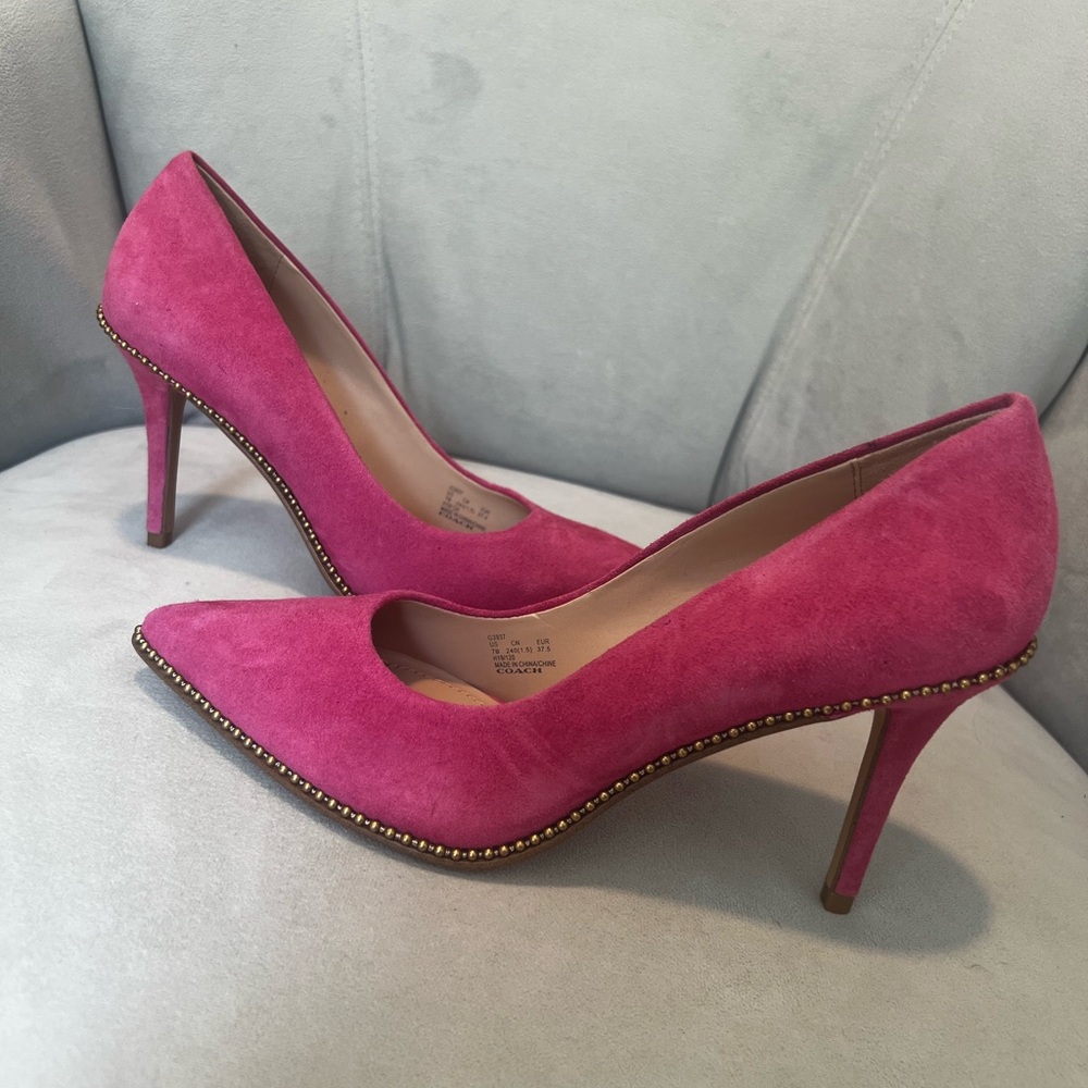 Coach Pink Stiletto Heels with Suede Finish